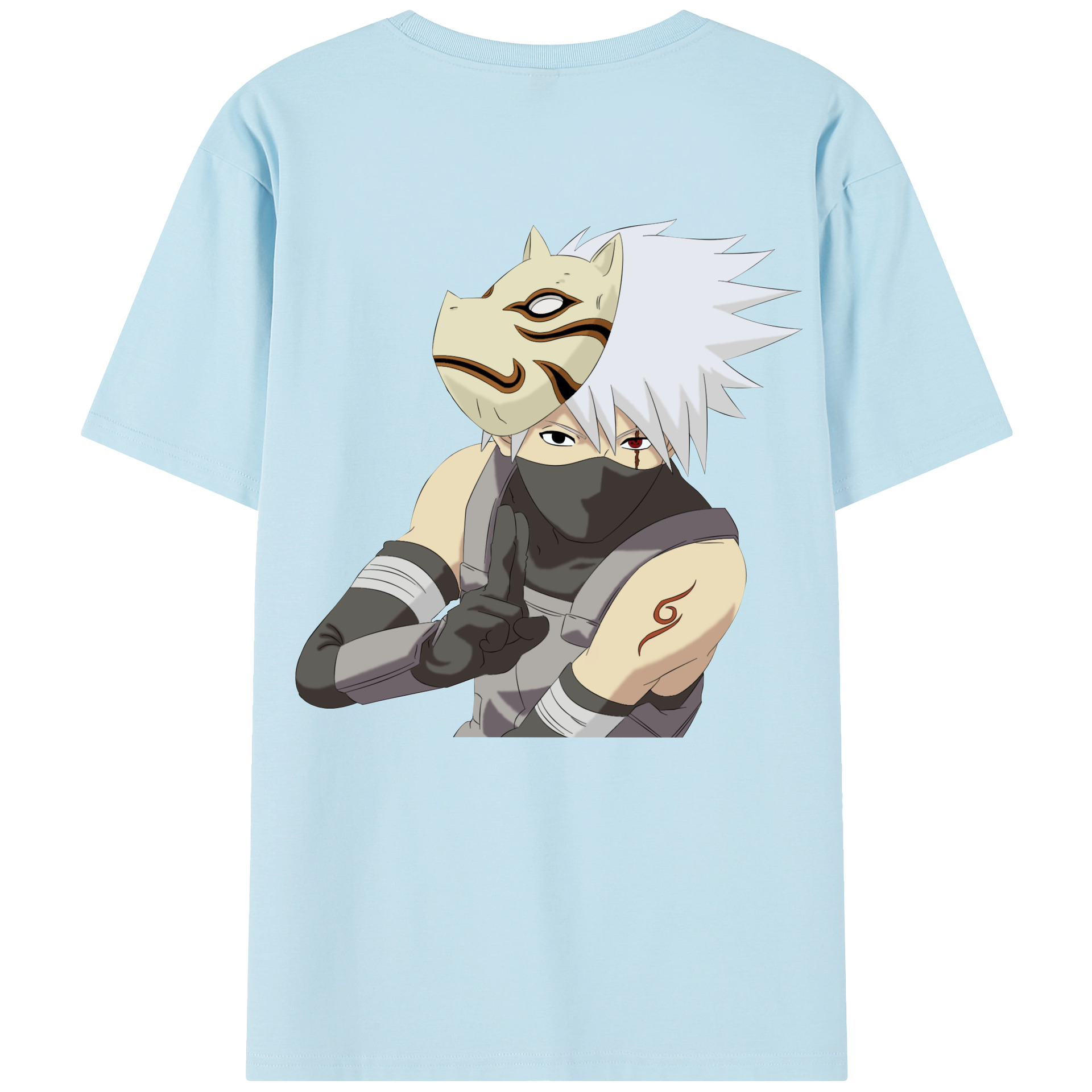 （画像用） NARUTO -ナルト- はたけ カカシ Hatake Kakashi 綿100％半袖Tシャツ（背面プリント）